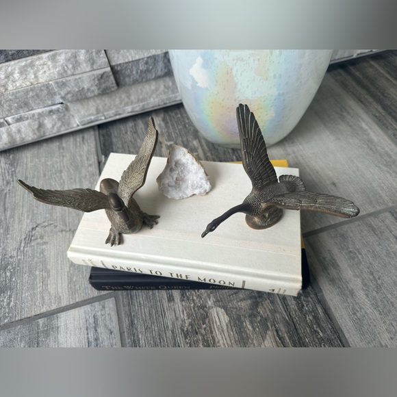 Brass duck decor set of 2  vintage farmhouse collectibles - Picture 5 of 14